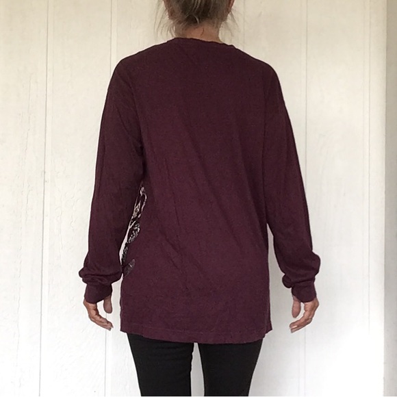 PINK VICTORIAS SECRET OVERSIZED SEQUIN LONG SLEEVE TEE SHIRT MEDIUM - Picture 6 of 13